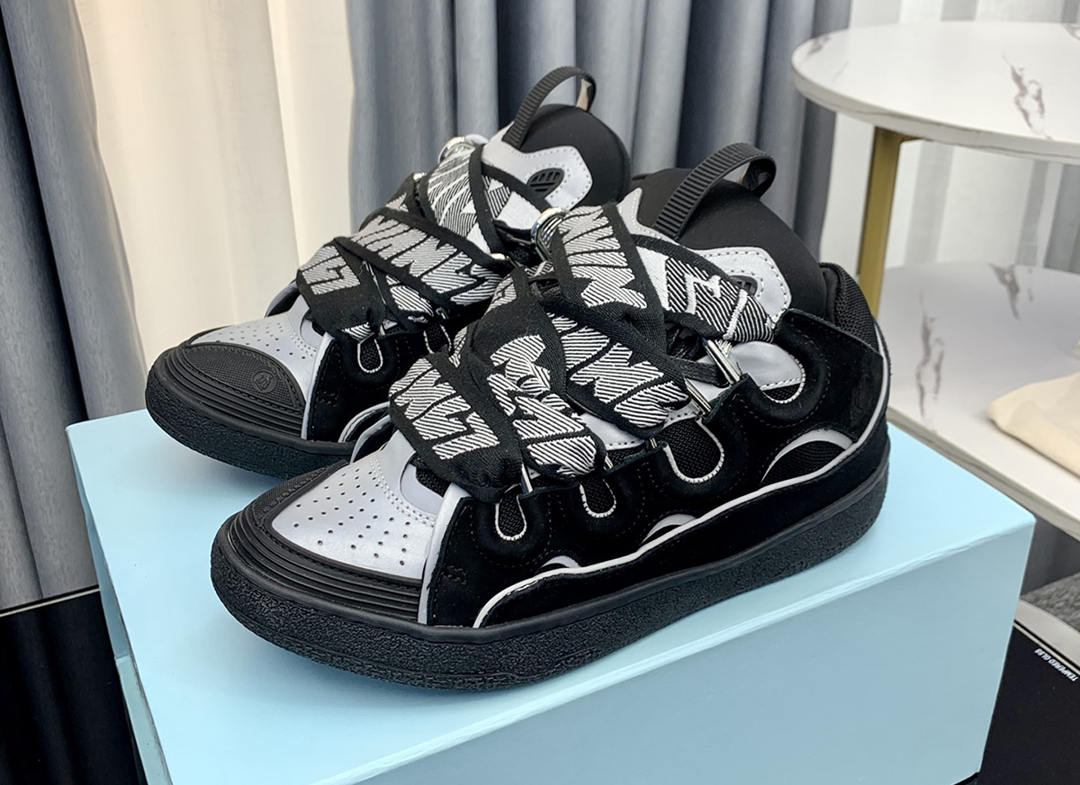 LANVIN Curb sneakers black grey reflective Size: 35-45